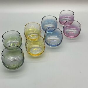 Federal Iridescent Roly Poly Tumblers Glasses Set of 8 1950s